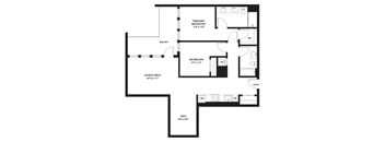 A black and white image of a floor plan for a home.