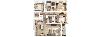 A series of images showing different layouts of a small apartment.
