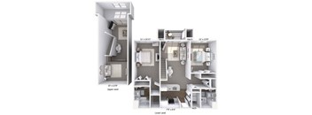 A diagram shows the layout of a two-level apartment.