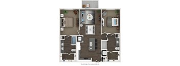 A top-down view of a house layout with labeled rooms.