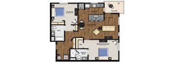 A floor plan of a house with a master bedroom and a living room.