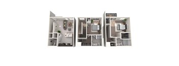 A set of three images showing different floor plans of a house.