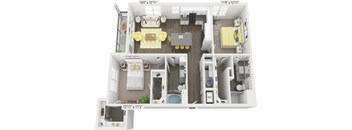 A 12'11" x 11'5" floor plan of a two-bedroom apartment.