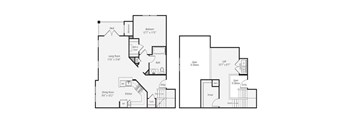 A black and white image of a floor plan for a two-story house.