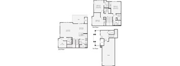 A floor plan of a three-story residential building.