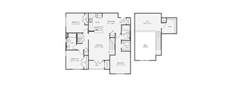 A floor plan of a house with labeled rooms and dimensions.