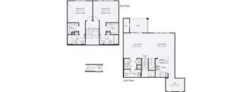 A floor plan of a two and third floor apartment.