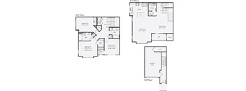 A floor plan shows the layout of rooms on the first and second floors, including a third floor with bedrooms.