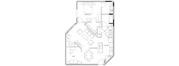 A black and white image of a house floor plan with labeled rooms.