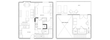 A floor plan of a house with labeled rooms such as bedroom, living room, kitchen, and bathroom.