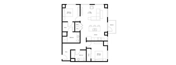 A black and white image of a floor plan for a home.