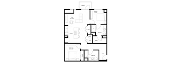 A black and white image of a house floor plan.
