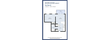 A floor plan for a 1 bedroom, 1 bath apartment at Horizon West.