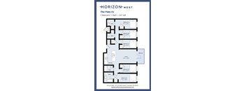 A floor plan for a 5 bedroom, 4 bathroom apartment at Horizon West.
