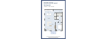 A floor plan for a one bedroom apartment with a bathroom and a total area of 984 square feet.