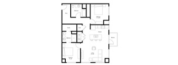 A black and white image of a floor plan for a home.