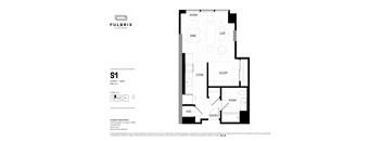 A Fulbrix apartment floor plan with a studio layout.