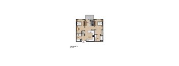 A floor plan of a 2 bedroom apartment.