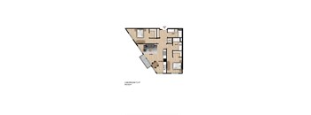 A floor plan of a 2 bedroom apartment.