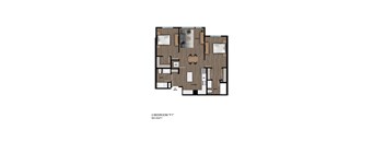 A floor plan of a 2 bedroom apartment.