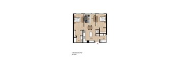 A floor plan of a 2 bedroom apartment.