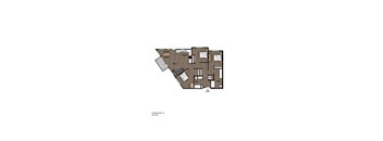 A drawing of a floor plan for a 3 bedroom apartment.
