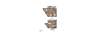 A floor plan of a two-story home with labeled rooms.
