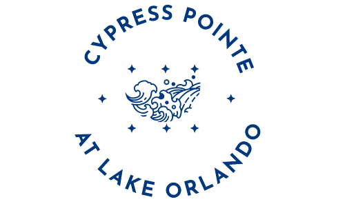 A logo with the text "Cypress Pointe Atlake Orlando" and a graphic of a tree and a bird.