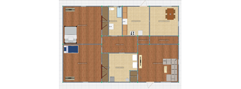 A floor plan of a house with labeled rooms and dimensions.
