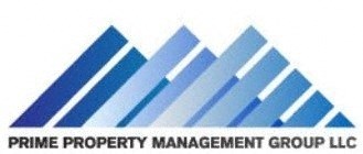 A logo for Prime Property Management Group LLC consists of a series of blue triangles.
