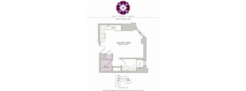 A floor plan for a studio apartment at East Park Tower.