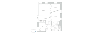 A floor plan of a house with a living room, two bedrooms, a study, a kitchen, a laundry room, a cloakroom, a utility room, and a garage.