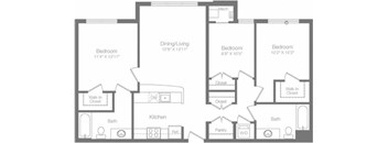 3A Floor Plan at The Atrium, Washington, 20019