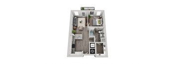 1 Bedroom 1 Bath 640 sqft (A1) Floor Plan at The Ellis, Savannah, GA