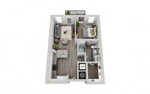 1 Bedroom 1 Bath 640 sqft (A1) Floor Plan at The Ellis, Savannah, GA