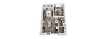 1 Bedroom 1 Bath 732 sqft (A2) Floor Plan at The Ellis, Savannah, 31404