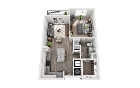 1 Bedroom 1 Bath 732 sqft (A2) Floor Plan at The Ellis, Savannah, 31404