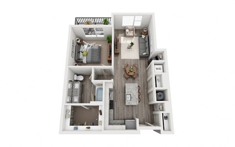 1 Bedroom 1 Bath 787 sqft (A3) Floor Plan at The Ellis, Georgia, 31404