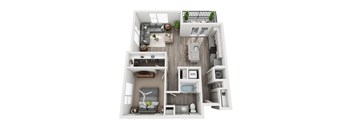 1 Bedroom 1 Bath 774 sqft (A4) Floor Plan at The Ellis, Savannah, GA, 31404