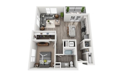 1 Bedroom 1 Bath 774 sqft (A4) Floor Plan at The Ellis, Savannah, GA, 31404