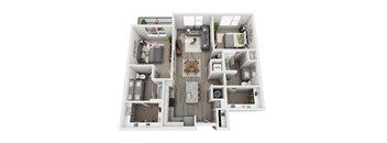 2 Bedroom 2 Bath 1080 sqft (B1) Floor Plan at The Ellis, Savannah, GA