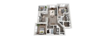 2 Bedroom 2 Bath 1139 sqft (B2) Floor Plan at The Ellis, Savannah, 31404
