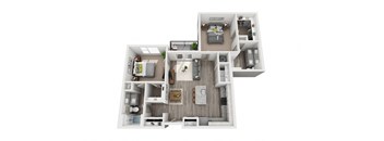 2 Bedroom 2 Bath 1128 sqft (B3) Floor Plan at The Ellis, Savannah, Georgia