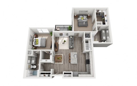 2 Bedroom 2 Bath 1128 sqft (B3) Floor Plan at The Ellis, Savannah, Georgia