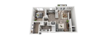 1 Bedroom 1 Bath 765 sqft (CH1) Floor Plan at The Ellis, Savannah