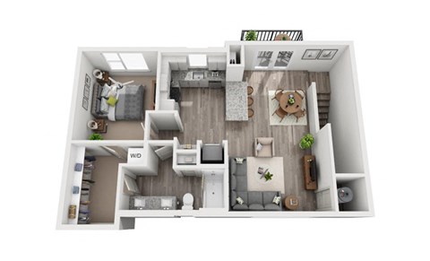 1 Bedroom 1 Bath 765 sqft (CH1) Floor Plan at The Ellis, Savannah