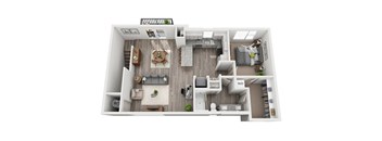 1 Bedroom 1 Bath 965 sqft (CH2) Floor Plan at The Ellis, Georgia