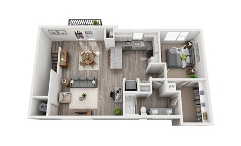 1 Bedroom 1 Bath 965 sqft (CH2) Floor Plan at The Ellis, Georgia
