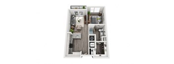 Studio sqft 618 (S1) Floor Plan at The Ellis, Georgia, 31404