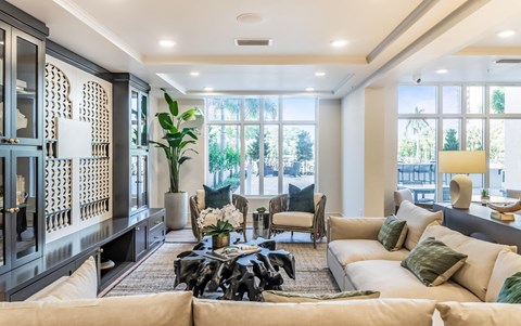a living room with a couch and a coffee table